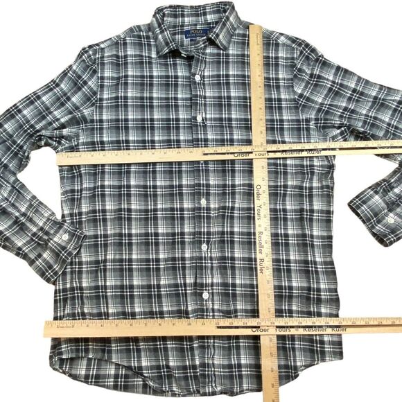 Polo Ralph Lauren Shirt Mens Size XL Gray Plaid Collared Button Down Slim Fit - Picture 4 of 9